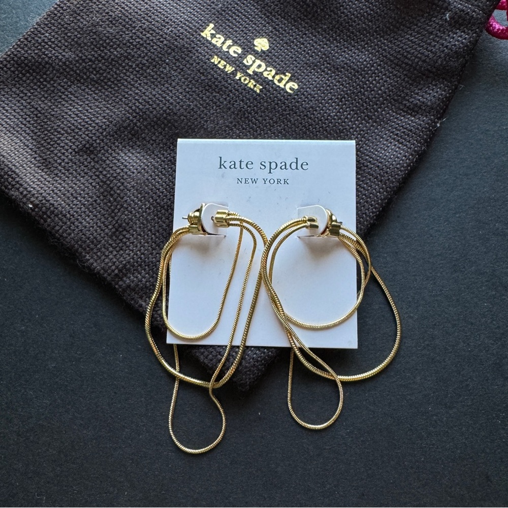🌱 Kate Spade Know The Ropes Large Snake Chain Hoops - Picture 6 of 6